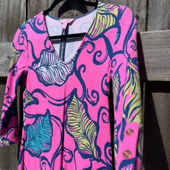 Lilly Pulitzer Pink Leaf-Print Midi Dress - Picture 5 of 11